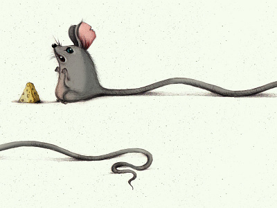 MOUSE cheese illustration mouse tail