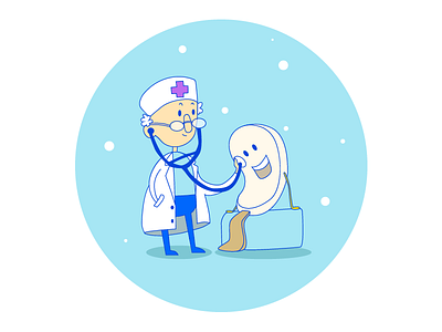 Doctor, Ice cream, Snow, Winter illustration kids