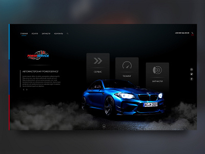 Car Tuning Service branding car car website dark ui design identity landing landing page service uikit ux ux ui web website