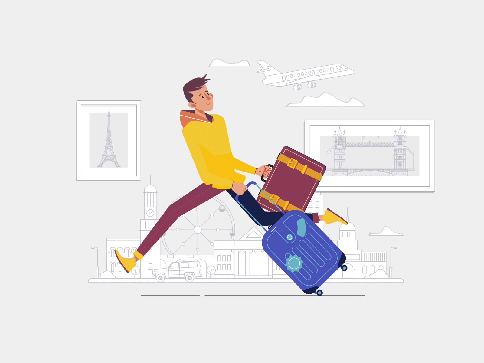 Airport run airport animation bags illustration motion run tourism