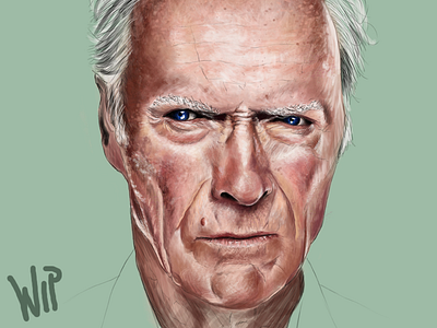 Clint Eastwood (WIP) digital painting drawing face illustration painting portrait process wip