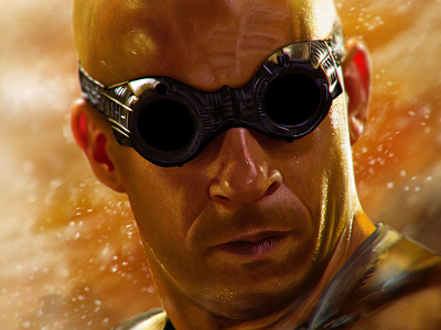 Riddick digital painting drawing dust heat painting portrait riddick sand sun vin diesel wind