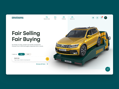 Driverama - Fair Selling, Fair Buying 3d app car design fair interface platform startup ui used car ux