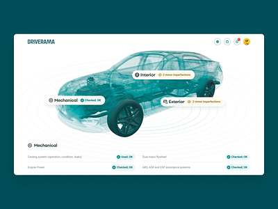 Driverama - approach 3d app car design driverama illustration inspection interface roentgen tool ui ux web website