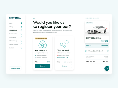 Driverama - The Caregiver Archetype app buy car dashboard design fairness interface platform sell tool ui ux web website wizard