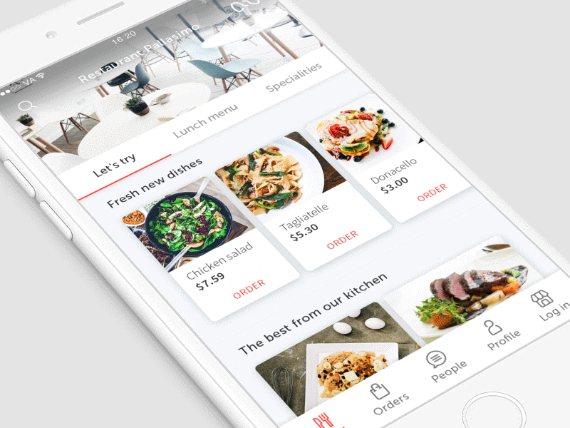 The Waiter - Order food in any restaurant app application brand branding design interface ios logo ui ux