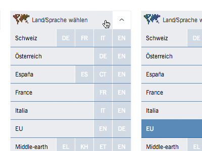 Country/Language Dropdown country selector dropdown language selector