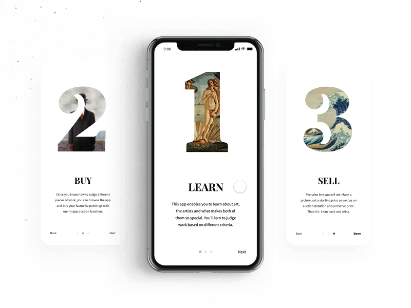 Onboarding app art interface luxurious minimal onboarding protopie simple ui