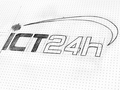 Sketch Logo ICT24h branding creative design identity lettering logo logotype mark monogram sketch symbol technology