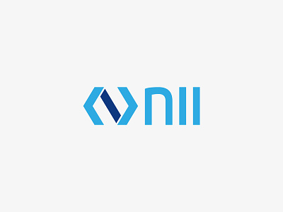 Logo Nii and black blue branding develop hand identity logo logotype technology typography white