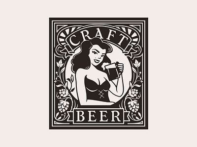 Craft Beer - illustrated poster beer art beer label craftbeer illustration pinup vintage illustration