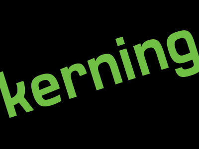 Current status: kerning black green typeface