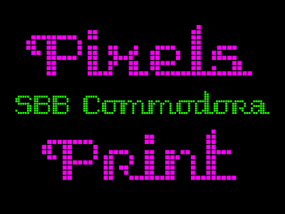 SbB Commodora black fontstruct green pink pixels script