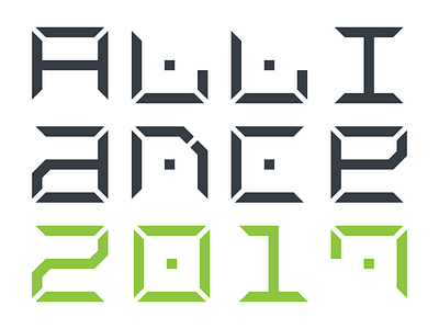 Alliance 2017 green modular typeface