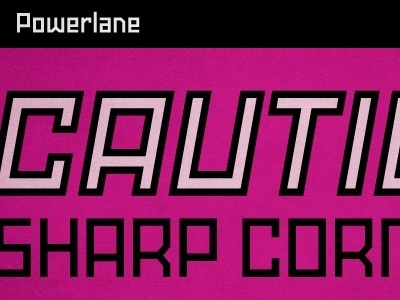 Powerlane Promo Images black caution outline pink type