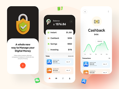 Finance mobile app app design bank app cashback finance finance app financial fintech investing ios mobile app mobile banking app