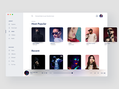 Music Ui Desktop Design 🎵 2019 trend app app design application ui design interface desktop desktop app discover music minimal app minimalist music player product design trendy ui uidesign uiux uiuxdesigner user interface design ux visual design