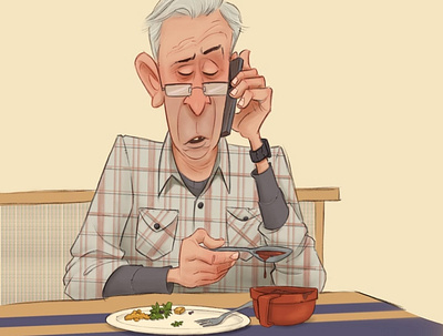 Lunch character design characters eating illustration
