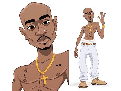 2pac characters gangster hiphop illustration rapper