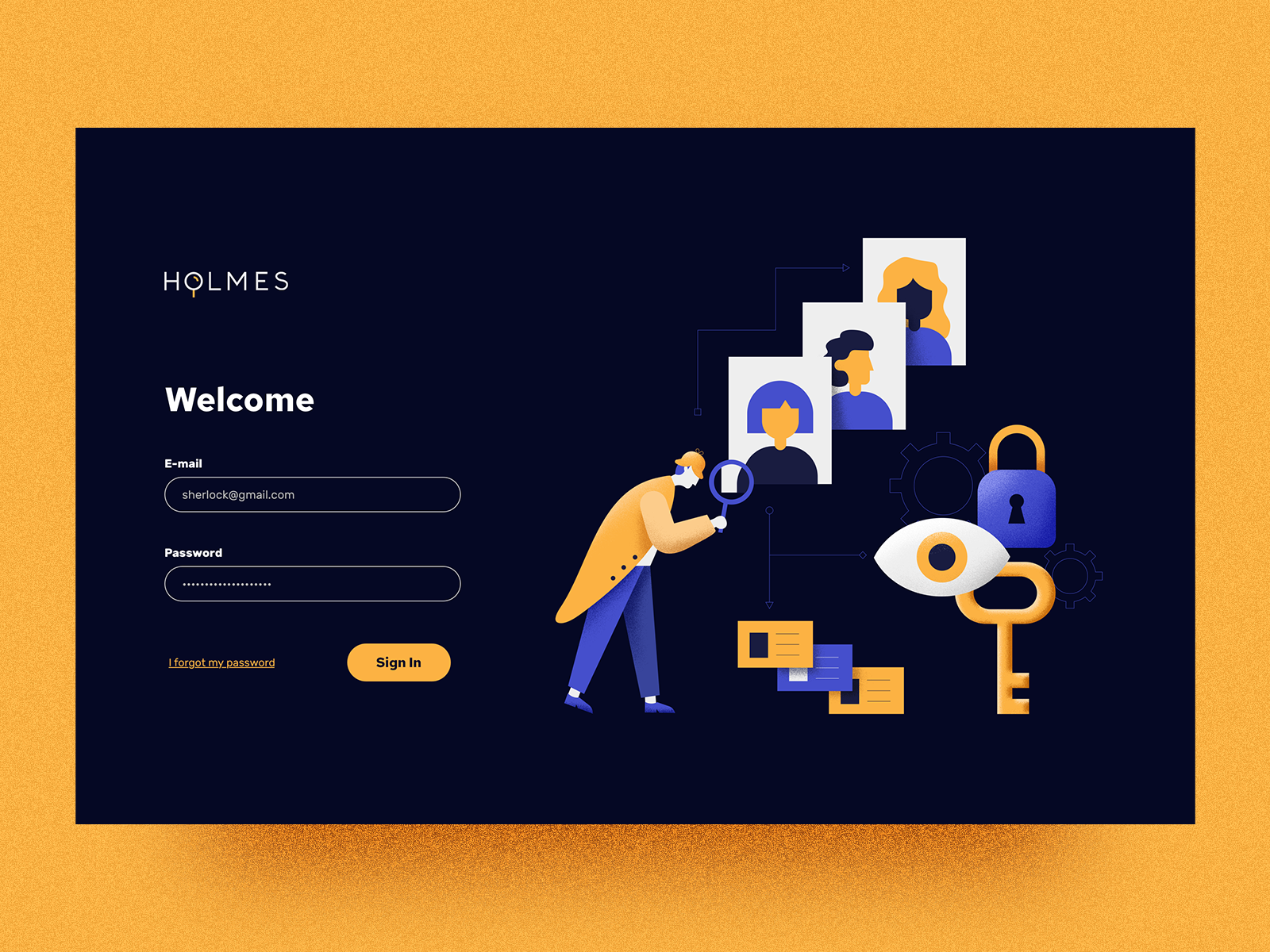 holmes login by Laís Soares on Dribbble