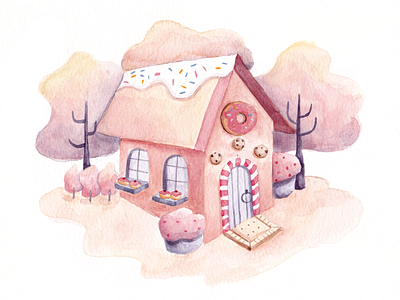 hansel and gretel candy house candy fairy tale hansel and gretel painting watercolor witch