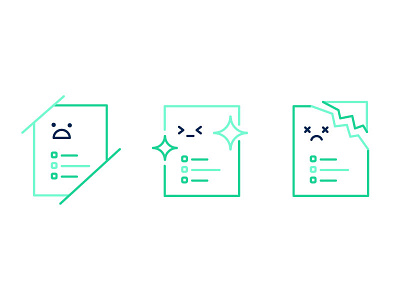 oh poor documents! damaged documents icons outline paper shiny