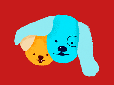 doggo friends! art design dog illustration red