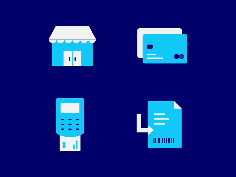 entrepreneurship blue business credit card credit card machine entrepreneurs icon icon design illustration invoice money payment store vector