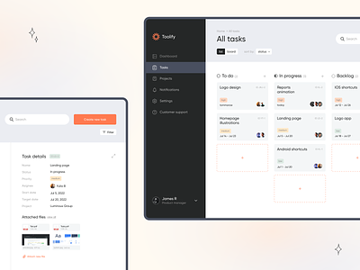 Issue tracking app - Toolify app dashboard design management task management ui ux web