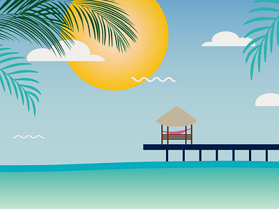 Holbox beach hammock holbox illustration relax sunshine vacation waves