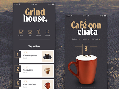 Grind House Coffee Ordering App #2 app design coffee e commerce graphic design ui design ux