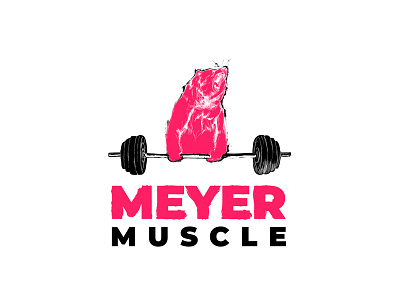Meyer Bear Logo barbell bear branding character color design drawing hand drawn illustration logo logo design weight weightlifting