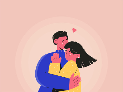 Cuddle time 🤗 2d illustration boy couple illustration cuddle illustration cute flat flat illustration girl good mood hugs illustration love minimalism relationship tight hugs