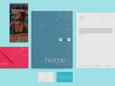 Serene // Branding for swimwear 🌊 brand branding business card design folder graphic design logo logo design logo designer minimalism stationery swimwear swimwear branding swimwear logo swimwear logo design womens swimwear