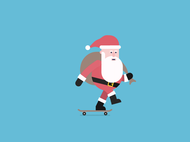 Father Christmas Pro Skater 4 2d 2d motion graphics adobe adobe illustrator after effects animation christmas flat character design graphic design happy holidays illustration kickflip motion graphics rubberhose santa santa claus skateboard skateboarding walk cycle xmas