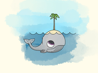 The Birth of an Island cute desert island nature ocean palm tree stranded whale