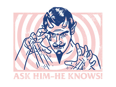 Ask Him - He Knows apparel design band merch devil drawing hypnosis illustration shirt design t shirt design