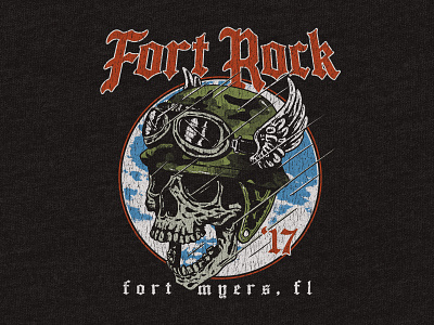 Fort Rock-Flying Skull apparel apparel design band tee clothing design drawing illustration merch merch design shirt shirt design skull tshirt