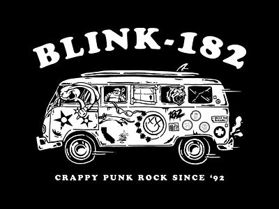 Blink-182 - Crappy Punk Rock apparel apparel design band tee black and white drawing illustration merch merch design shirt shirt design tshirt