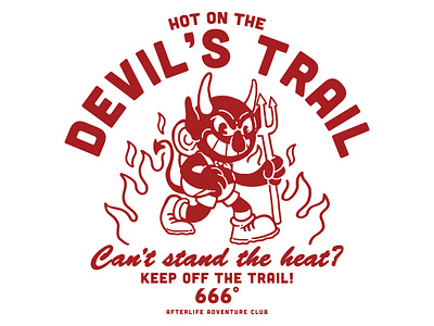 Devils Trail apparel design devil drawing fire graphic design hiking illustration merch merch design shirt design trail