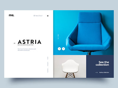 Astria adobe xd blue chair furniture furniture website interior interior design minimal sofa typography ui ux white
