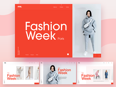 Fashion week adobe xd editorial editorial design fashion grey homepage minimal modern pink red shopping streetwear ui ux webdesign website