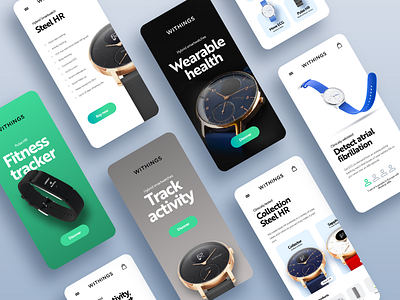 Withings n°2 adobe xd android app black white blue brown e commerce green health app healthcare ios app mobile mobile app mobile design mobile ui ui watch