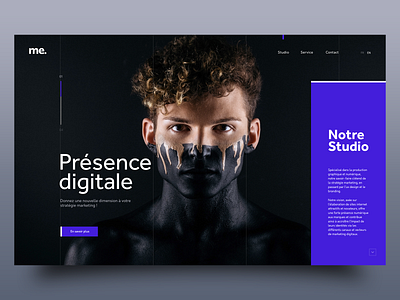 Présence digitale adobe xd agency agency website black dark homepage minimal purple ui ux webdesign website