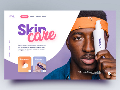 Skin care adobe xd clean flat homepage minimal orange pink purple simple skin skincare typography ui webdesign website