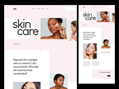Skincare n°3 adobe xd clean cosmetic editorial editorial design fashion layout minimal modern photography pink simple skincare ui ux webdesign website whitespace