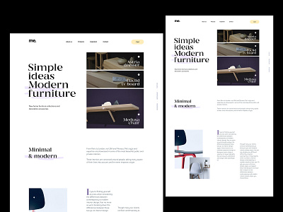 simple ideas modern furniture n°03 adobe xd chair clean editorial editorial design furniture furniture design furniture store homepage interior layout minimal minimalist purple simple typography webdesign website whitespace yellow