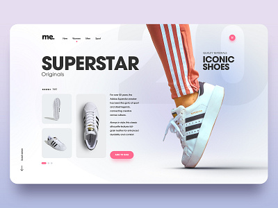 Superstar n°2 adidas adobe xd homepage layout minimal pink shoes simple sneakers ui ux webdesign website white