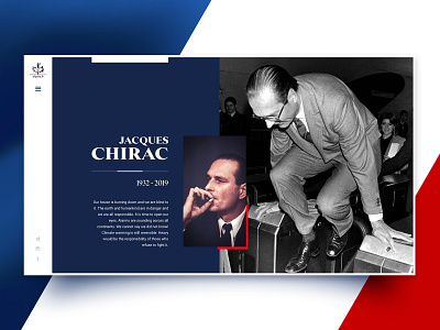 RIP - President Jacques Chirac adobe xd blue clean concept flat france french homepage president red ui ux webdesign white