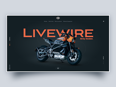 Livewire adobe xd clean concept dark flat harley davidson homepage livewire minimal modern moto motorcycle orange ride simple ui ux